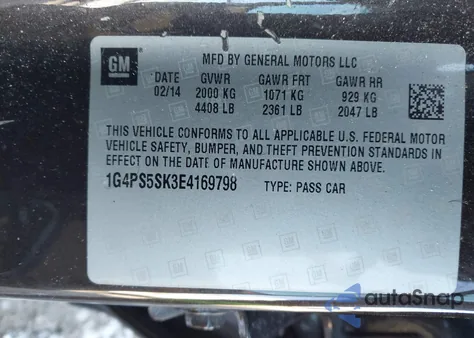 2014 Buick Verano Leather Group from USA, damaged, VIN 1G4PS5SK3E4169798